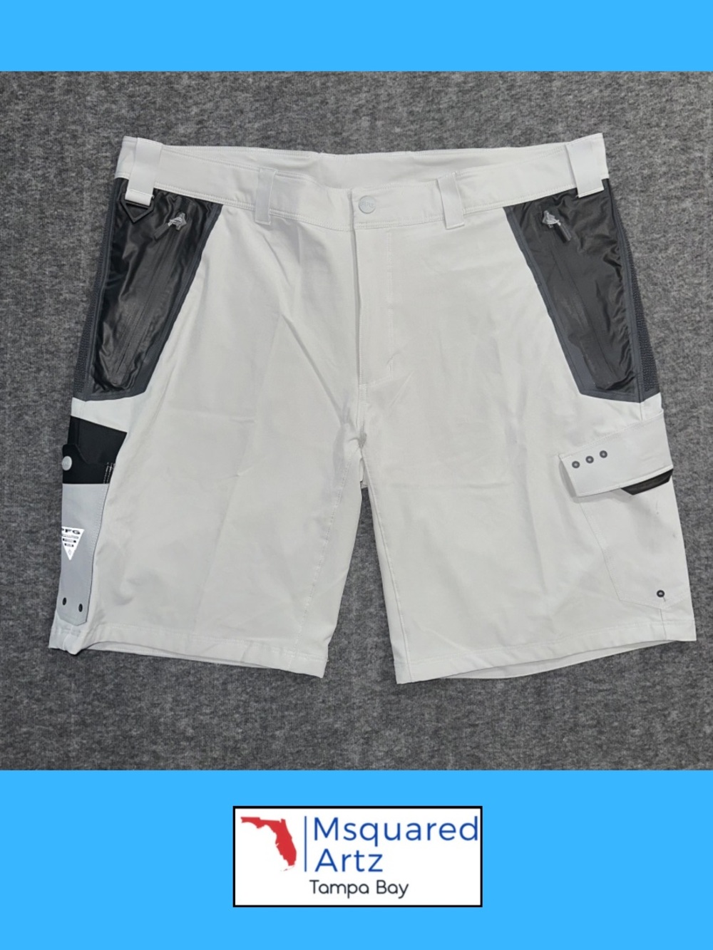 Columbia PFG Mens Fishing Shorts Gray Omni-Shade Performance Cargo Size 40